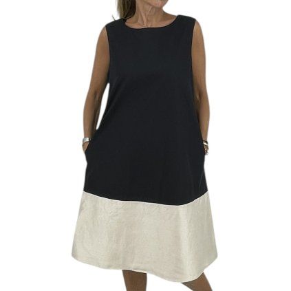 MAX MARA Black and Beige Dress
