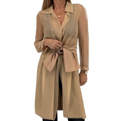MAX MARA Beige Silk Shirt Dress