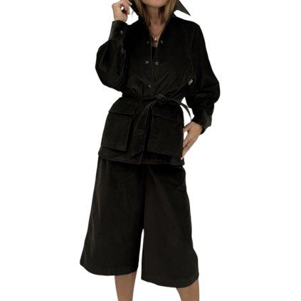 MAX MARA Dark Khaki Corduroy Safari Suit Set