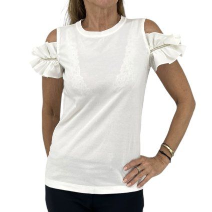 BRUNELLO CUCINELLI Cold-Shoulder Ruffle Top