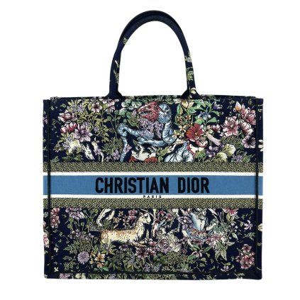 CHRISTIAN DIOR Book Large Blue Multicolor Tote