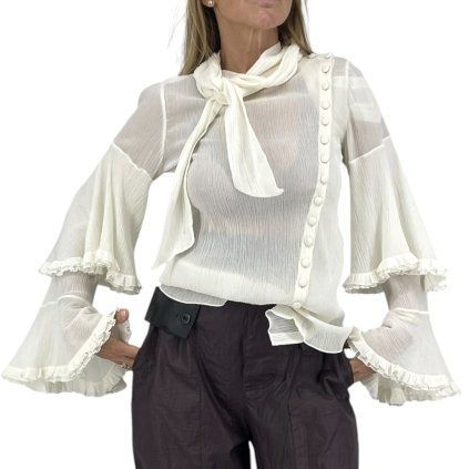 CHLOÉ Ruffle-Trim Tie Neck Blouse