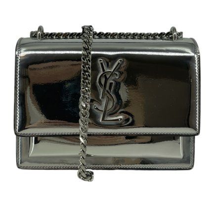 YVES SAINT LAURENT Sunset Small Silver Mirrored Bag