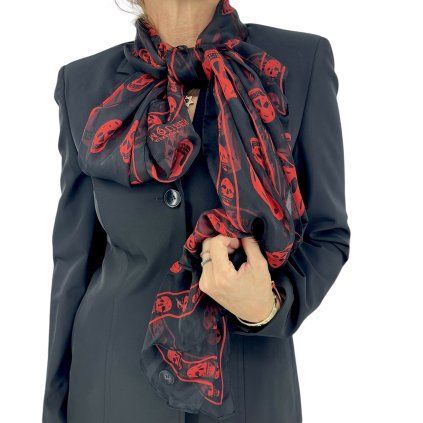 ALEXANDER MCQUEEN Black And Red Scarf