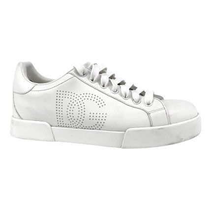 DOLCE & GABBANA White Perforated-Logo Sneakers