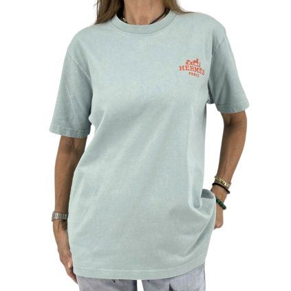 HERMÉS Printed Logo Mint T-Shirt