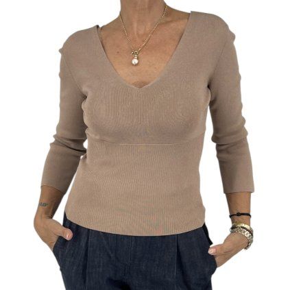 ALBERTA FERRETTI Ribbed V-Neck Sweater