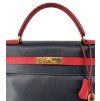 HERMÈS Kelly 32 Epsom Navy Blue And Red Bag