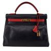 HERMÈS Kelly 32 Epsom Navy Blue And Red Bag