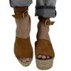 CHLOÉ Brown Suede Espadrille Wedge Sandals