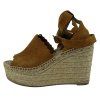 CHLOÉ Brown Suede Espadrille Wedge Sandals
