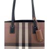 BURBERRY Brown Checked Tote Bag