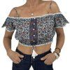 POUPETTE ST BARTH Blue Printed Cropped Top
