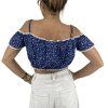 POUPETTE ST BARTH Dark Blue Printed Cropped Top