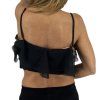 ALBERTA FERRETTI Black Floral Silk Cropped Top