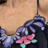 ALBERTA FERRETTI Black Floral Silk Cropped Top