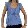 PHILOSOPHY Blue Ruffled Top