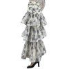 ZIMMERMANN White Floral Ruffled Skirt