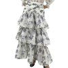 ZIMMERMANN White Floral Ruffled Skirt