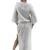 MELISSA ODABASH White Long Sleeve Maxi Dress