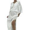 MELISSA ODABASH White Long Sleeve Maxi Dress