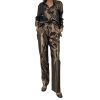 ALBERTA FERRETTI Metallic Brown Shirt And Trousers Set