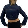 ALBERTA FERRETTI Dark Blue Cropped Denim Jacket