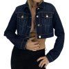 ALBERTA FERRETTI Dark Blue Cropped Denim Jacket