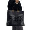 FENDI Sunshine Black Leather Tote Bag