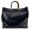 FENDI Sunshine Black Leather Tote Bag