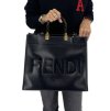 FENDI Sunshine Black Leather Tote Bag