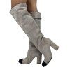 CHANEL Grey Suede Boots