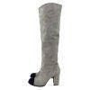 CHANEL Grey Suede Boots
