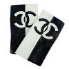 CHANEL CC Black and White Leather Gloves