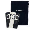 CHANEL CC Black and White Leather Gloves