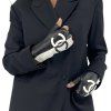 CHANEL CC Black and White Leather Gloves