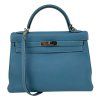 HERMES Kelly 32 Togo Blue Jean Bag