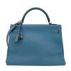 HERMES Kelly 32 Taurillon Clemence Blue Jean Bag