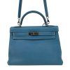 HERMES Kelly 32 Taurillon Clemence Blue Jean Bag