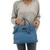 HERMES Kelly 32 Taurillon Clemence Blue Jean Bag