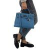 HERMES Kelly 32 Togo Blue Jean Bag