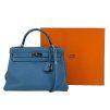 HERMES Kelly 32 Taurillon Clemence Blue Jean Bag
