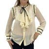 GUCCI Pleat Trimmed Silk Chiffon Blouse