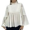 CHLOÉ Cream Pleated Ruffled Blouse