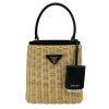 PRADA Panier Wicker and Canvas Bag