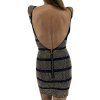 BALMAIN Blue Gold Studded Stripe Dress