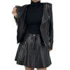 BALMAIN Black Leather Skirt And Jacket Set
