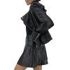 BALMAIN Black Leather Skirt And Jacket Set