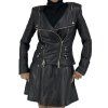 BALMAIN Black Leather Skirt And Jacket Set