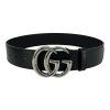 GUCCI GG Marmont Leather Silver Belt